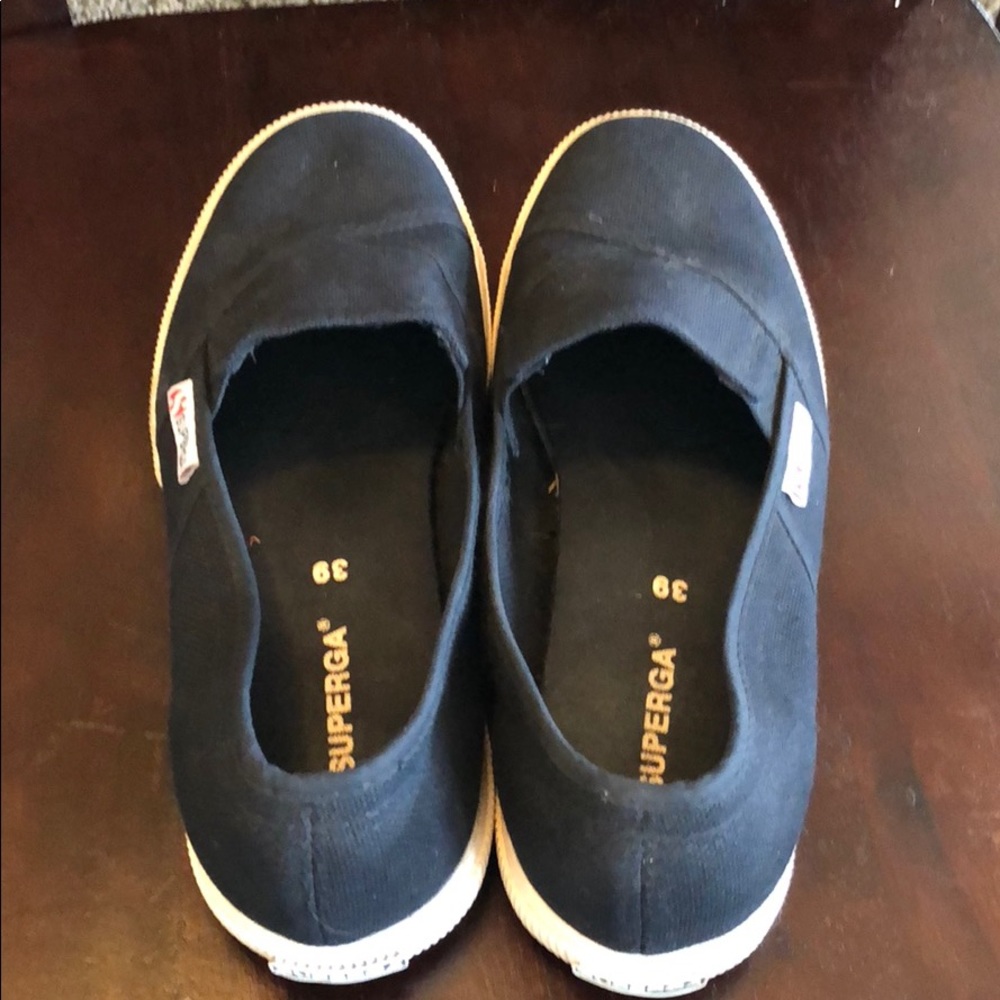 Superga Black Canvas Slipon Sz 9